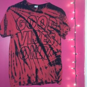 Red and black tie dye shirt